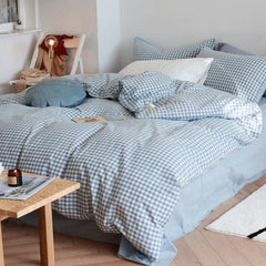 Cotton Small Gingham Duvet Cover - Beige