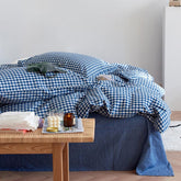 Cotton Small Gingham Duvet Cover - Blue