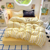 Yellow Striped Cotton Bedding Set