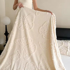White Butterfly Flannel Blanket