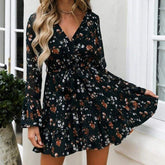 Fashion Boho Ruffle Floral Holiday Mini Sun Dress