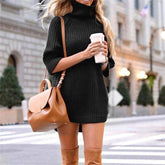 Fashion Casual Irregular Long Sweater Dress Knitted Sweater Top