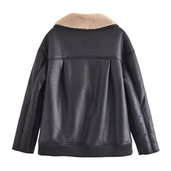 Nelly Faux Leather Mid-Length Coat