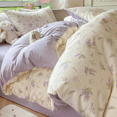 Floral Printing Cotton Twill Bedding Set - Wisteria