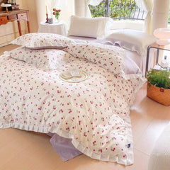 Fruit Ruched Bedding Set - Cherry