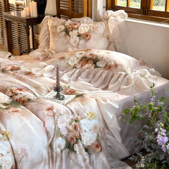 Garden Oil Painting Bedding Set - Pink