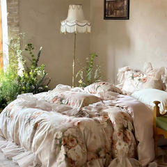 Garden Oil Painting Duvet Cover - Pink