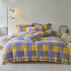 Gingham Bedding Set - Purple
