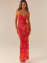 Spaghetti Strap Floral Print Party Club Vintage Summer Holiday Maxi Dress