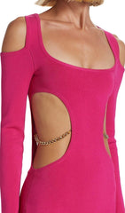 LONG SLEEVES CUT OUT MINI DRESS IN PINK