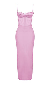 BACKLESS CORSET MAXI DRESS IN PINK