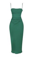 STRAP CORSET MIDI DRESS IN GREEN