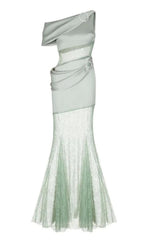 ONE SHOULDER LACE MAXI DRESS