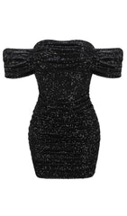 SEQUINS MINI DRESS IN BLACK