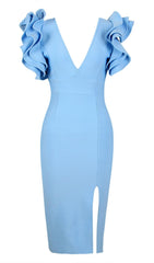 SPLIT MIDI DRESS IN BLUE