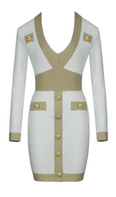 PLUNGE BANDAGE MINI DRESS IN WHITE