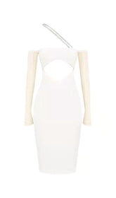 CUT OUT BODYCON MIDI DRESS IN IVORY
