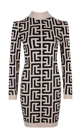 LONG SLEEVE HIGH COLLAR DRESS