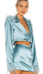 Feather short blue suit