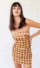 One-shoulder check dress