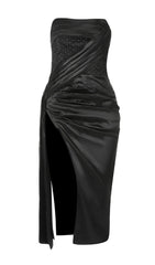 Sequin beaded leather dress