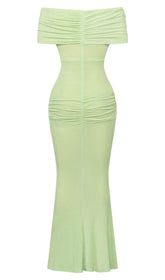 FLORA SLEEVELESS BANGAGE MAXI DRESS IN OLIVE GREEN