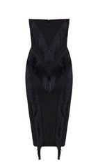 CROPPED BLACK LOW NECKLINE DRESS