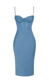 PARTHEA Boning Push Up Padded Corset Satin Dress