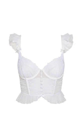 POLKA DOT MESH LACE FISHBONE TOP