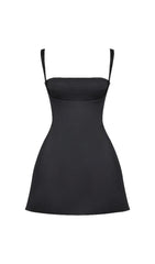 SATIN MINI DRESS IN BLACK