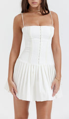 WHITE PLEATED MINI DRESS