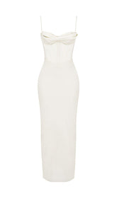 SATIN CORSET MAXI DRESS IN IVORY