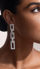 SILVER DIAMANTE CHAIN DROP EARRINGS