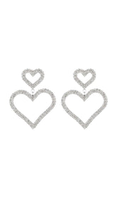 GOLD DIAMANTE HEART SHAPE DROP EARRINGS