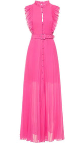 BOTTON PLEATED MAXI DRESS IN PINK