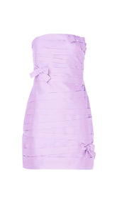 BOW-EMBELLISHED MINI DRESS IN LILAC