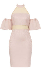 HALTER PUFF MINI DRESS IN PINK