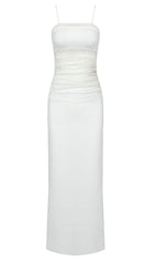 STRAPPY MESH MAXI DRESS IN WHITE