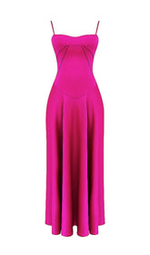FUCHSIA LACE UP MAXI DRESS