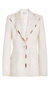 HIGH-RISE FLARED JACKET SUIT IN IVORY