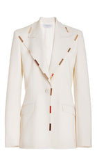 HIGH-RISE FLARED JACKET SUIT IN IVORY