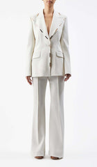 HIGH-RISE FLARED JACKET SUIT IN IVORY