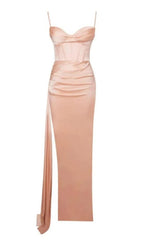 SATIN BACKLESS MINI DRESS IN PINK
