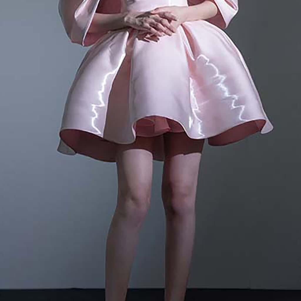 Off Shoulder Satin Short Dress with Pockets Regency
