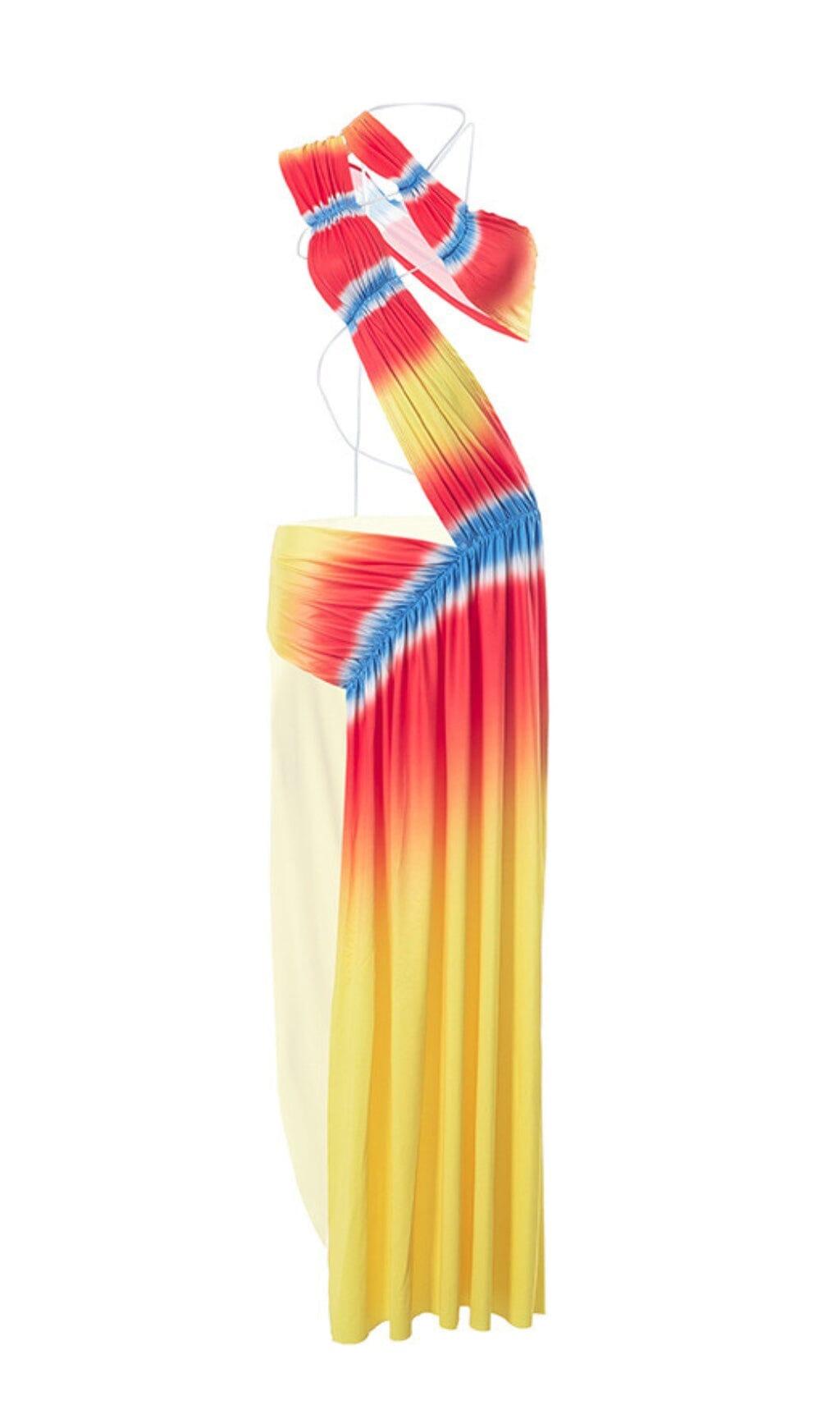 ONE SHOULDER ASYMMETRIC CUTOUT DRESS IN YELLOW Redcit ONE SHOULDER ASYMMETRIC CUTOUT DRESS IN YELLOW Redcit