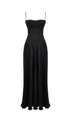 BLACK LACE UP MAXI DRESS