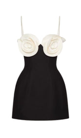 SLEEVELESS FLOWER SPLICE TIGHT BANDAGE MINI DRESS