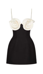 SLEEVELESS FLOWER SPLICE TIGHT BANDAGE MINI DRESS