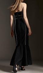 BANDAGE BANDEAU MESH KNIT MAXI DRESS