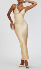 GOLD SLIT BACKLESS SLIP MAXI DRESS